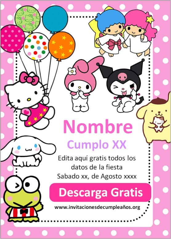 invitaciones para fiesta de cumpleaños de hello kitty para imprimir gratis